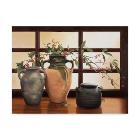 Trademark Fine Art Cecile Baird 'Olive Jar With Red Berry Branches' Canvas Art, 24x32 ALI39695-C2432GG
